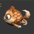 Cute Orange Fox Fish Hybrid Game Movie Character With Big Eyes Scaly Body 3D Design