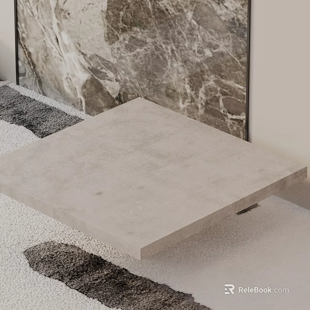 Modern Sofa and Coffee Table Set With Marble Top Fabric Upholstery And Textured Wall Rug 3d model 