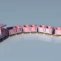 Playful Electric Toy Pink Train on Track with Multiple Carriages for Kids