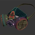 Fire Equipment Gas Mask With Green Red Protective Design And Filter Canisters