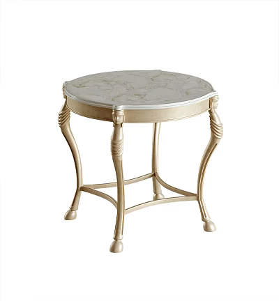Elegant Round Side Table With White Marble Top And Golden Decorative Legs 3d model
