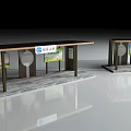 Modern Bus Stop Shelter With Billboards Seats And Urban Design Features