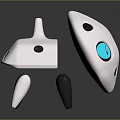 Abstract Robot Creatures Design With White Bodies Blue Eye And Black Legs