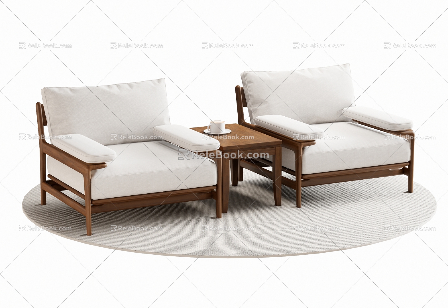 New Chinese Style Single Sofa Leisure Chair Single Chair 3d model