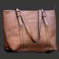 Pink Leather Tote Handbag With Double Handles And Classic Stitching Design