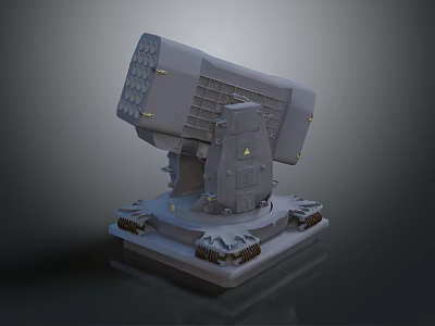Military Defense Weapon With Multiple Barrels Turret System And Sturdy Base Structure 3d model