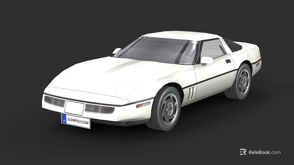 White Classic Sports Car With Sleek Body Black Trim And Silver Wheels 3d model 