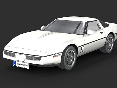 White Classic Sports Car With Sleek Body Black Trim And Silver Wheels 3d model