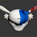 Cute White Blue Orange Cartoon Creature With Big Eyes And Open Arms