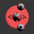 Cartoon Fantasy Castle Tower with Colorful Red Silver Purple Spires and Circular Red Base