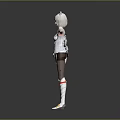 Cute Child Cartoon Character With Silver Hair White Outfit Red Bows And Open Arms