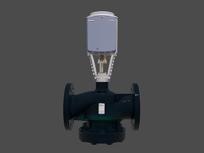 Industrial Control Valve Equipment With Electric Actuator And Flange Base 3d model