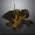 Yellow Industrial Hardware Tools With Spiral Drill Bit And Tracked Undercarriage Structure Design