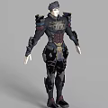 Innovative Tech Exhibition Hall Showcasing Futuristic Combat Armor With Advanced Sci Fi Design 3d model