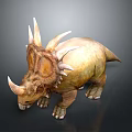 Detailed 3D Model of Triceratops Dinosaur With Horns and Standing Pose