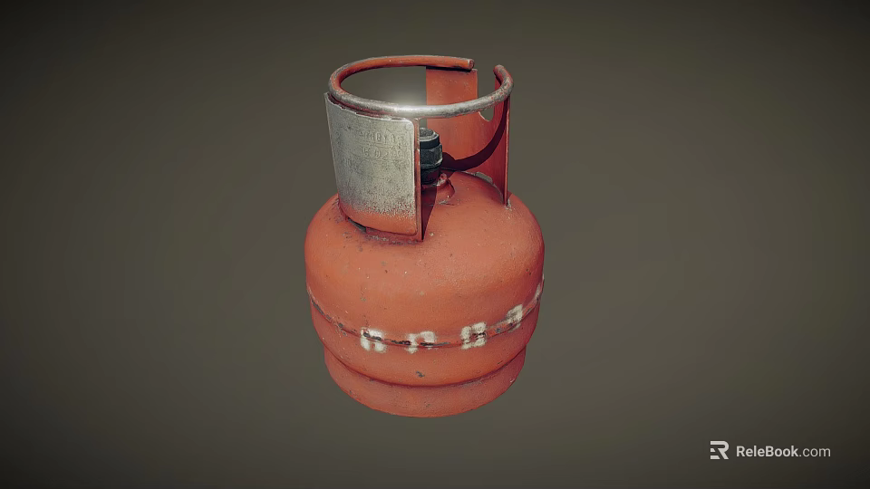 Red Propane Gas Cylinder With Metal Valve And Safety Ring 3d model 