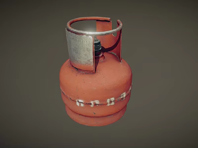 Red Propane Gas Cylinder With Metal Valve And Safety Ring 3d model