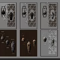 Stylish Wall Decor With Vase Shaped Ornaments Wooden Frames And Intricate Patterns 3d model