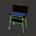 Portable Metal Outdoor Grill With Lid Shelf And Rolling Wheels For Cooking