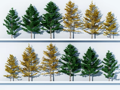 Diverse Arbor Trees with Green and Yellow Foliage for Outdoor Landscape Design 3d model