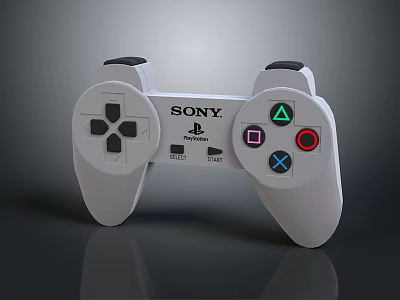 White Sony PlayStation Gaming Controller for PC with Colorful Buttons and Logo 3d model