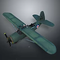 Vintage Green Biplane Model With Propeller Wings And Star Emblem Details