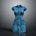 Stylish Short Sleeved Denim Dress With Front Button Closure And Fitted Waist