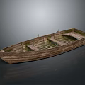 Traditional Wooden Rowing Boat Design With Seats And Natural Wood Finish