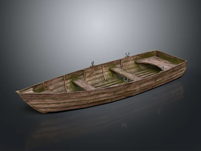 Traditional Wooden Rowing Boat Design With Seats And Natural Wood Finish 3d model