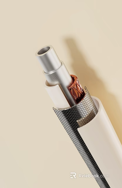 Layered Metal Pipes With Copper Accent Textured Surface And White Casing 3d model 