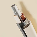 Layered Metal Pipes With Copper Accent Textured Surface And White Casing