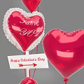 Heart Shaped Balloons for Valentine's Day Decoration with Flower Bouquets and Gift Boxes