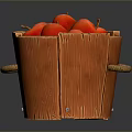 Practical Home Living Supplies Wooden Bucket With Fresh Red Apples