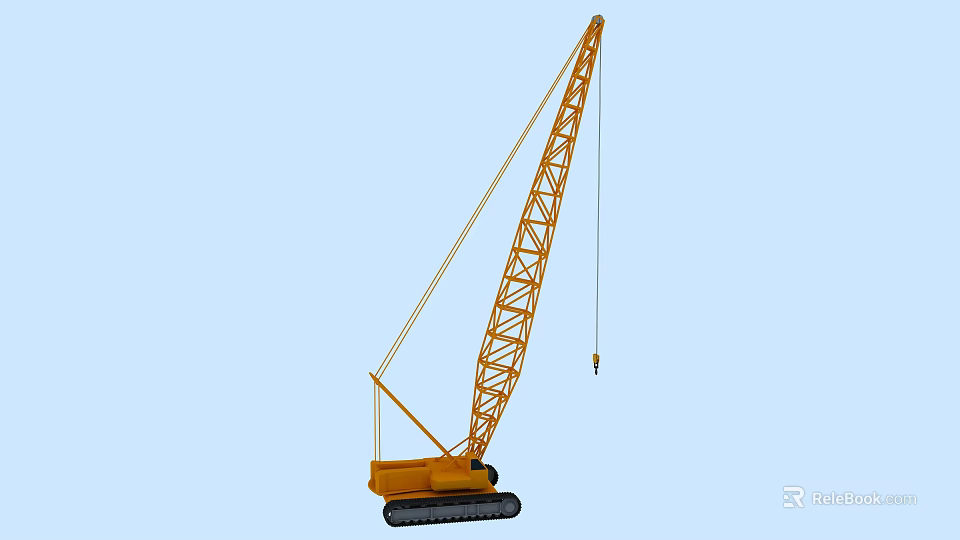 Yellow Tracked Crawler Crane With Extended Boom For Heavy Lifting Tasks 3d model 