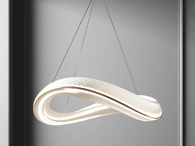 Elegant Modern White Curved Chandelier With Sleek Design And Soft Lighting 3d model
