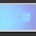 Modern Electronic Laptop With Blue Windows Screen Keyboard And Touchpad