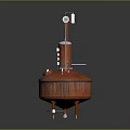 Red Industrial Distillation Equipment With Vertical Pipes And Cylindrical Tank Structure