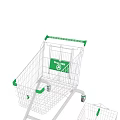 Commercial Shopping Cart With Green Handles Metal Frame And Small Basket