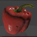 Fresh Red Bell Pepper Vegetable with Vibrant Color and Green Stem on Gray Surface