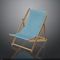 Comfortable Blue Folding Chair Furniture with Wooden Frame and Durable Seat