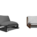 Modern Leisure Chairs With Gray And White Fabric Seats And Wooden Frames