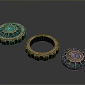 Circular Mechanical Gear Components with Metallic Rim and Blue Center Design