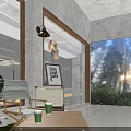 Modern Industrial Café Interior With Wooden Counter Green Plants And Pendant Lights