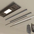 Modern Indoor Ceiling Mounted Clothes Drying Rack With LED Lights 3d model