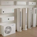 Various Types of Home Cooling Devices Featuring Wall Mounted Air Conditioners And Tower Fans