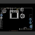 Cartoon Style Industrial Facility Interior With Pipes Blue White Tanks Control Panels And Wooden Door