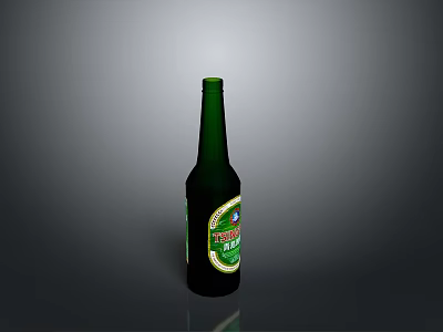 Tsingtao Beer in Green Glass Bottle with Label Design and Refreshing Appearance 3d model