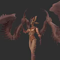 Fantasy Mythical Character With Spiked Wings Exoskeleton And Alien Biomechanical Features