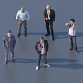 Group of Men Standing Together in Different Formal and Casual Attire on Gray Background