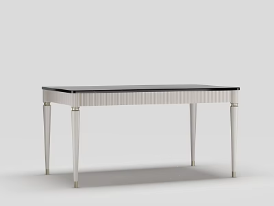 Sleek Modern Dining Table Design With Smooth Black Glass Top And Fluted Metal Legs 3d model